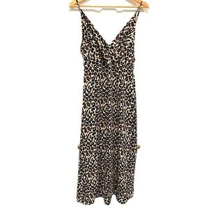 If By Sea - Anthropology halter V-neck Slit Sides animal print dress women Med